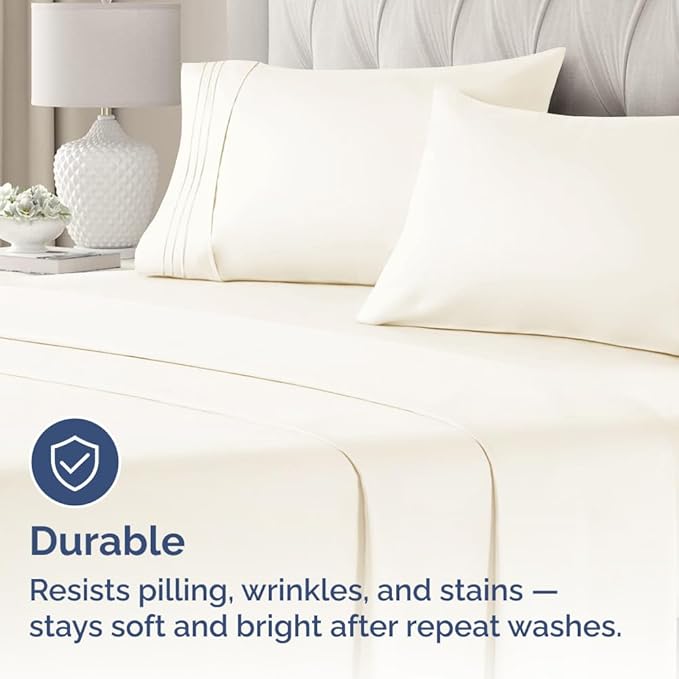 Queen Pillow Cases Set of 2 - Ultra Soft Hotel Quality Pillowcase Covers - Comfy, Cozy & Wrinkle Free - Shrinkage, Stain & Fade Resistant - Machine Washable Pillow Protectors - 2 Piece Set - Off White