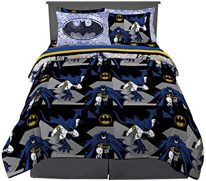 Franco Kids Bedding Super Soft Comforter and Sheet Set with Sham, 7 Piece Full Size, Batman