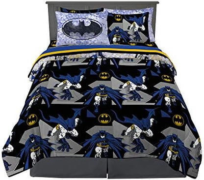 Franco Kids Bedding Super Soft Comforter and Sheet Set with Sham, 7 Piece Full Size, Batman
