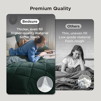 Bedsure Twin Comforter Set Reversible Bed Set 5 Pcs Dark Green/Forest Green