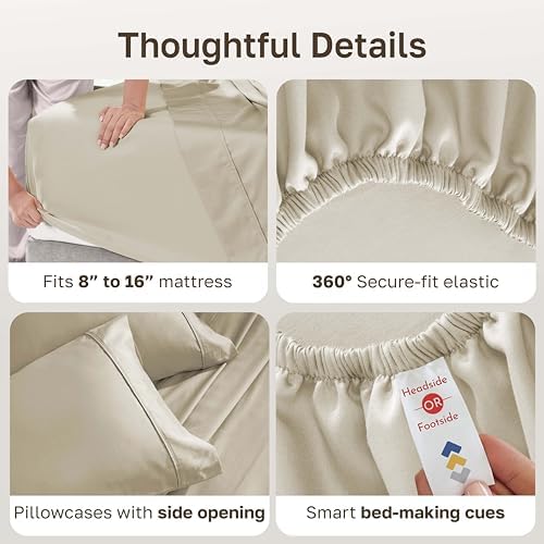 California Design Den 2-Pack 100% Cotton Sateen Queen Size Bedsheets Set