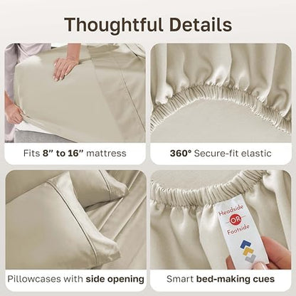 California Design Den 2-Pack 100% Cotton Sateen Queen Size Bedsheets Set