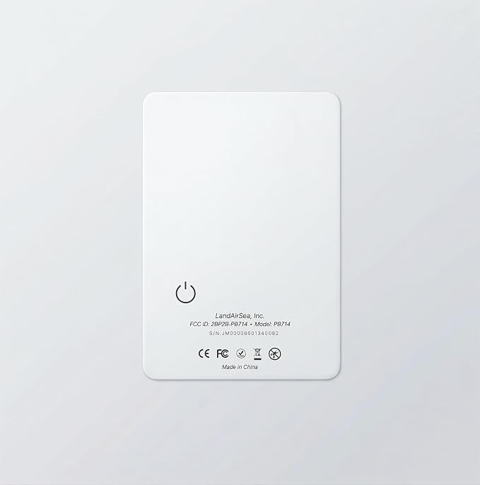 LandAirSea PB714 – Ultra-Slim Apple Find My Wallet Tracker with Secure Adhesive, No Monthly Fee Bluetooth Item Locator for Wallets, Passports & Luggage