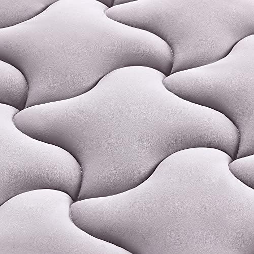 SLEEP ZONE Twin XL Mattress Pad Dorm Bedding Cooling Topper for College, Quilted Fitted Cover Washable, Soft Fluffy Down Alternative Mattress Protector, Deep Pocket 8~21 inch (Grey, Twin XL)
