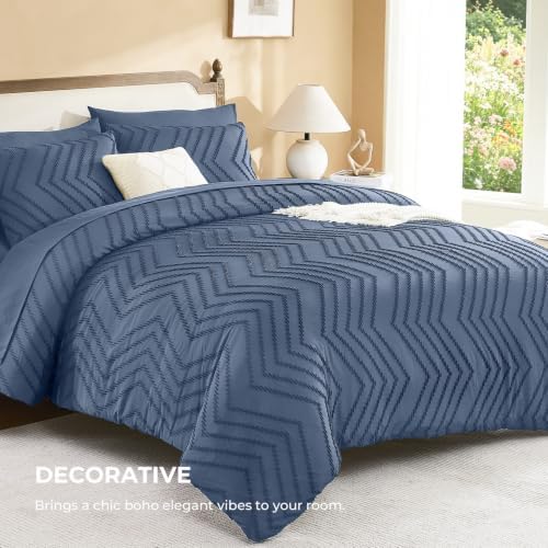 Litanika Super King Comforter Set with Sheets, 7 Pieces Boho Bed Set