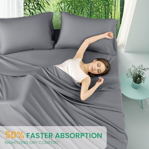 SONORO KATE 100% Viscose Derived from Bamboo_Sheets Cal King Size,4PC