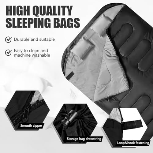 Camping Sleeping Bags for Adults Kids Waterproof Lightweight Sleeping Bag for Cold Weather or Warm Backpacking Hiking Mountaineering Indoor Outdoor Use