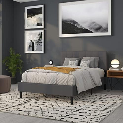 Flash Furniture Bedford Tufted Upholstered Full Size Headboard in Dark Gray Fabric