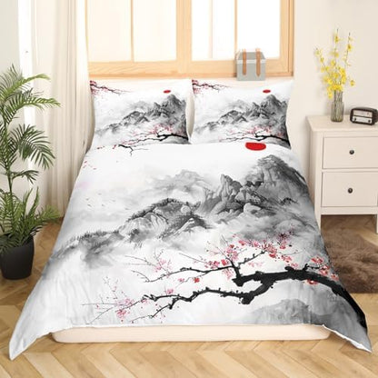 Feelyou Cherry Blossoms Duvet Cover Full Size Boys Girls Teens