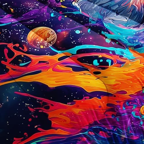 Astronaut Galaxy Comforter Queen Size,Astronaut Galaxy Kids Comforter Set,3Pcs Bedding Set Printed Comforter with 2 Pillowcases,Down Alternative,Soft and Lightweight,for All Seasons