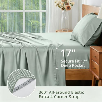 Bamboo Viscose Sheet Set Twin Size, Cooling Sheets Bed Set 3pcs