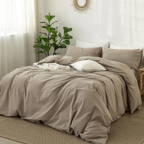 MooMee Duvet Cover Set 100% Washed Cotton Linen Like Oversized King