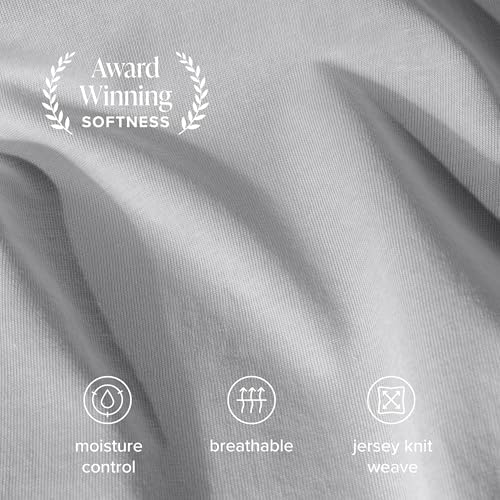 Bare Home 100% Organic Cotton Jersey Sheet Set (King, Light Grey)