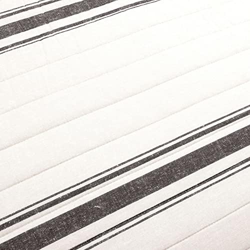 Lush Decor Farmhouse Stripe Reversible Quilt Cotton Queen Size 3 Piece Set Full/Queen Black - Farmhouse Bedding Set Queen Quilt - Striped Bedding