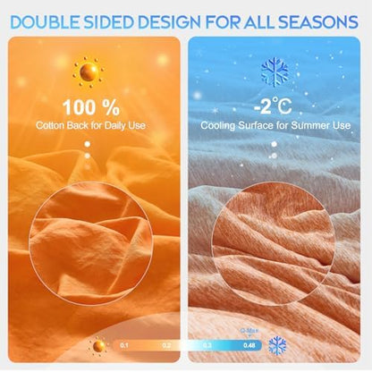 CHOSHOME Cooling Comforter Cooling Blanket, Q-Max 0.45 Cool Sleeping Summer Blanket for Hot Sleeper Night Sweats, Full 84" x 90", Orange