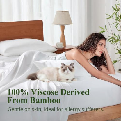 Bamboo Viscose Sheet Set Full Size, Cooling Sheets Bed Set 4pcs