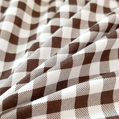 NSNLGSGC Mocha Gingham Duvet Cover Set, Queen