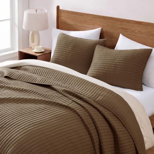 Queen Quilt-Lightweight Bedspreads Coffee Queen Size Quilt Bedding Set