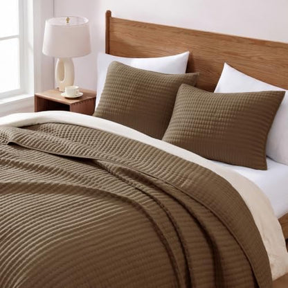 Queen Quilt-Lightweight Bedspreads Coffee Queen Size Quilt Bedding Set