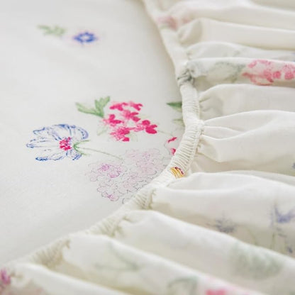 DAUAOTO 100% Cotton Bedding Printed Sheets Set for Full Size Bed Up to 14" Deep Mattress, Farmhouse Pattern Bedlinen Sets, Bloom Floral