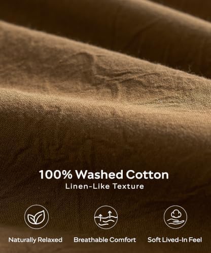 JELLYMONI 100% Washed Cotton Fall Pumpkin Duvet Cover Queen, Linen-Like