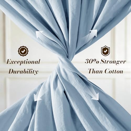 SONORO KATE 100% French Linen Cal King Size Sheets Set,Natural Flax Bedding