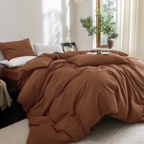 FOSSA Duvet Cover Set 100% Washed Cotton Linen Feel Super King