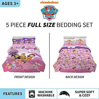 Franco Kids Bedding Super Soft Comforter and Sheet Set, 5 Piece Full Size, Paw Patrol Girls