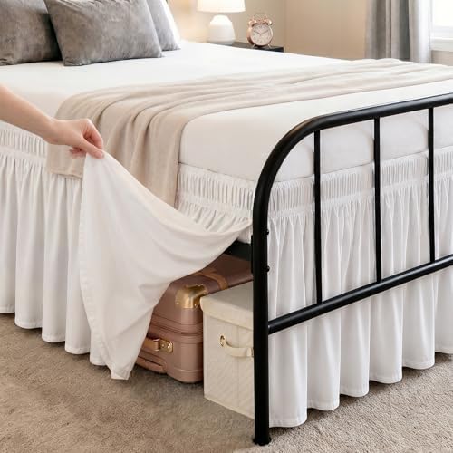 RIMELA Bed Skirt with Split Corners, King, 12 Inch Drop, White