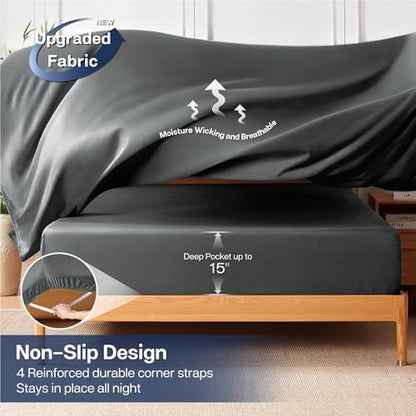 MR&HM California King Sheets 4 Pieces, Rayon Derived from Bamboo Blend