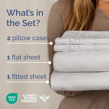 Full XL Bed Sheet - 4 Piece Full XL Bed Sheets Set - Soft, Breathable & Cooling - Hotel Luxury Bedding for Women, Men, Kids, Teens, Boys & Girls - Deep Pockets, Comfy, Fade, Wrinkle Free - French Grey