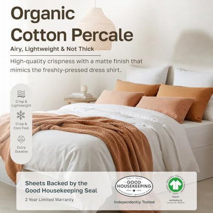 California Design Den 100% Organic Cotton Cal King Sheets, 4 Pc Set, Mauve