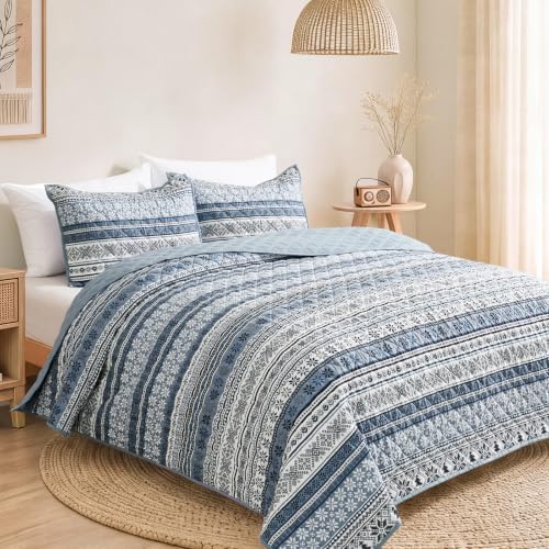 WRENSONGE Boho Queen Quilt-Bohemian Quilts Queen Size Quilt Bedding Set