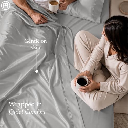Threadmill 600 Thread Count Cotton Full Sheet Set, Sateen, Light Grey