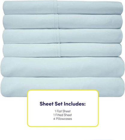 Sweet Home Collection 6 Piece 1500 Supreme Collection Brushed Microfiber Deep Pocket Sheet Set-2 Extra Pillow Cases, Great Value, Rv Short Queen, Aqua
