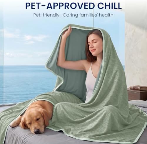 Topcee Cooling Blanket for Night Sweats Absorbs Heat to Keep Adults, Children Cool on Warm Nights, Q-Max 0.5 Cooling Blankets for Hot Sleepers, Ultra-Cool Lightweight Sofa Throw Blanket (50"x70")