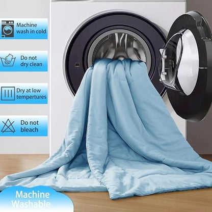 Zaizaihome Bamboo Viscose Comforter Set Twin Size 2 Pieces - Sky Blue