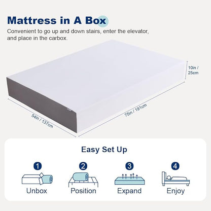 Amazon Basics Memory Foam Mattress, Medium Firm, Breathable, 10 Inch, Full, White/Grey