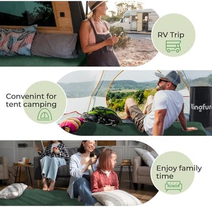 Kingfun 3 Inch CertiPUR-US Memory Foam Camping Mattress Pad, Waterproof Roll up Sleeping Pad, Thick Floor Sleeping Mats for Tent with Removable Travel Bag