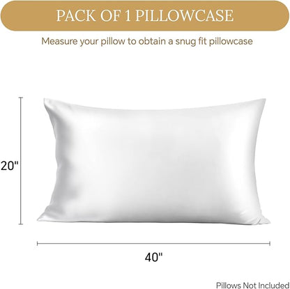 INFIIXSO Mulberry Silk Pillowcase for Hair and Skin, Silk Pillow Cases King Size with Hidden Zipper 20x40 Inches, Extraordinary Smooth and Soft Cooling Pillow Cases for Hot Sleepers(White, 1 Pack)