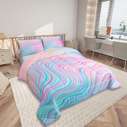 Feelyou Girls Pink Comforter Set Twin Size