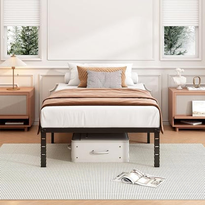 Hafenpo 14 Inch Twin Bed Frame, Under Bed Storage, Black