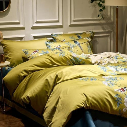 King Size Comforter Set Vintage Garden Floral Comforter Set Fluffy Soft Microfiber Boho Floral Bedding Comforter 3 Pieces Flower Birds Comforter Vintage Botanical Comforter King with 2 Pillowcases