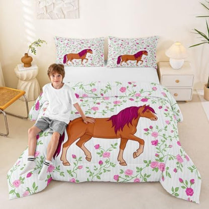 Feelyou Girls Horse Comforter Comforter Set Toddler Size for Toddler Baby