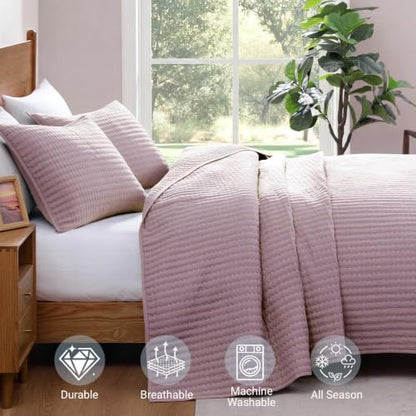 King Size Quilt-Lightweight Bedspreads Dusty Mauve King Quilt Bedding Set