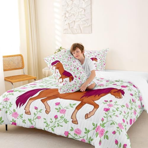 Feelyou Girls Horse Comforter Comforter Set Twin Size for Twin Baby