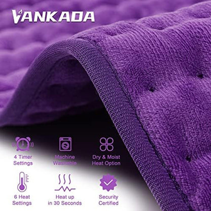 Heating Pad Electric Heat Pad, Hot Heated Pad,Multiple Temp and Timer Settings,Suitable for Shoulders, Neck, arms, Abdomen, Back, Legs, etc. (Purple, 24"X12")