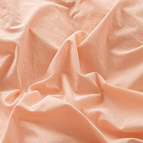 FACE TWO FACE Bedding Duvet Cover Set 3 Pieces 100% Washed Cotton Duvet Cover Linen Like Textured Breathable Durable Soft Comfy (California King, Pink)