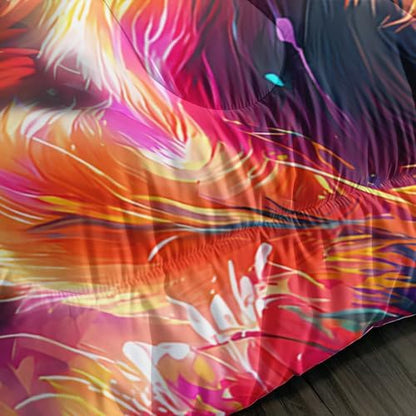 Cartoon Kawaii Cat Comforter Set Full Size 3D Animals Flower Toddler Bedding Set Cat Lovers Animal Bubble Design Quilt Bed Set for Girls Kids Teens