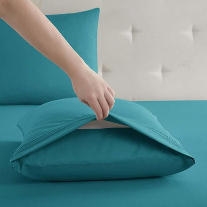 Clara Clark Queen Sheets, 6 Piece Set - Hotel Luxury Sheets for Queen Size Bed, Super Soft Bedding Set, Teal